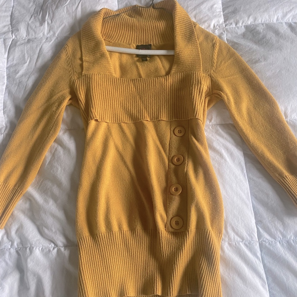 Yellow BEBE Sweater Shirt/Dress, Size M